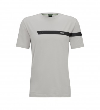 BOSS Graues T-Shirt mit Streifen und Logo