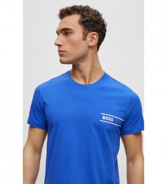 BOSS T-shirt a Righe e Logo Blu