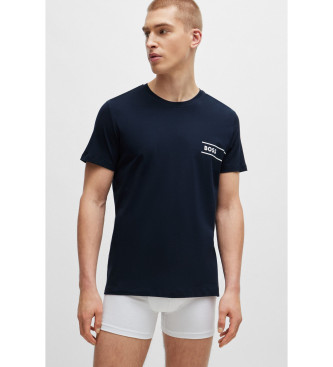 BOSS Marineblaues T-Shirt mit Streifen und Logo