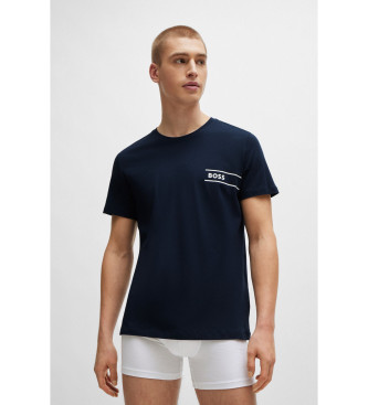 BOSS Marineblaues T-Shirt mit Streifen und Logo