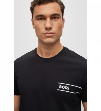 BOSS T-shirt med striber og logo i sort