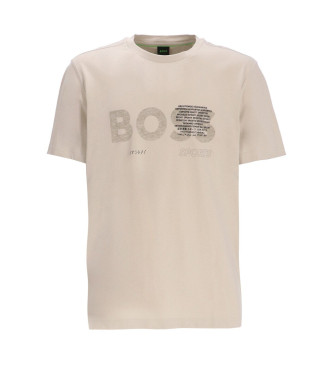 BOSS Normaal T-shirt met beige illustratie
