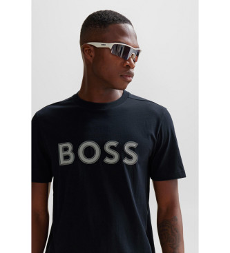 BOSS T-shirt dalla vestibilit regolare con logo stampato blu scuro