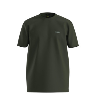 BOSS Stretch cotton regular fit T-shirt with contrasting logo green  