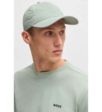 BOSS T-Shirt aus Stretch-Baumwolle in normaler Passform mit kontrastierendem Logo in Grn