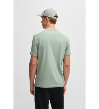 BOSS Regular fit T-shirt i stretch-bomuld med kontrastfarvet grnt logo