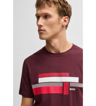 BOSS Relaxed fit T-shirt in stretch fabric with burgundy design logo