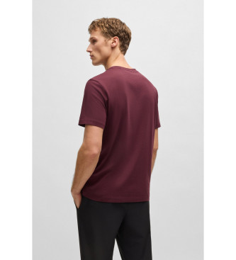 BOSS Relaxed fit T-shirt in stretch fabric with burgundy design logo