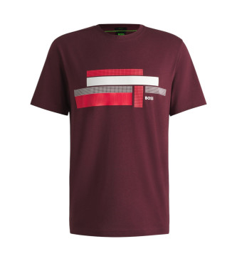 BOSS Relaxed fit T-shirt in stretch fabric with burgundy design logo