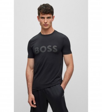 BOSS Slim Fit T-shirt med reflekterande logotyp svart