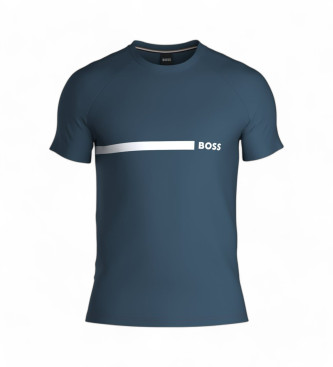 BOSS Blauw gebreid slim fit t-shirt 