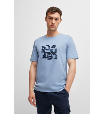 BOSS Niebieska koszulka z typografią