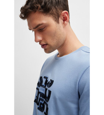 BOSS Blaues typografisches T-Shirt