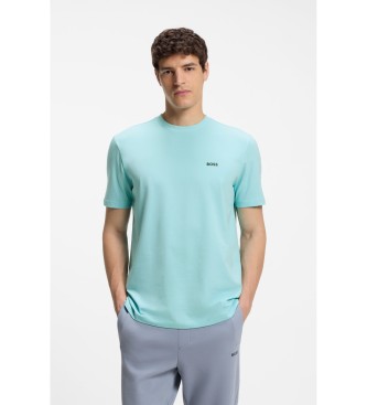BOSS T-shirt en coton extensible avec logo bleu