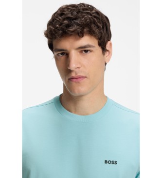 BOSS T-shirt en coton extensible avec logo bleu