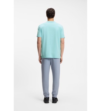 BOSS T-shirt en coton extensible avec logo bleu