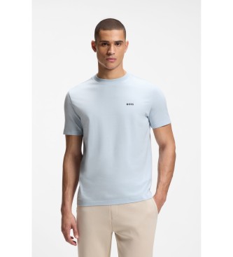 BOSS Stretch-Baumwoll-T-Shirt mit blauem Logo-Detail
