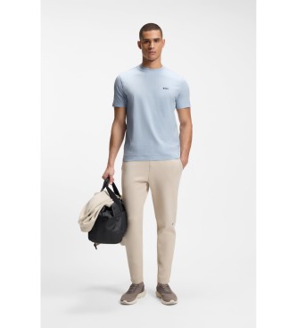 BOSS Stretch-Baumwoll-T-Shirt mit blauem Logo-Detail