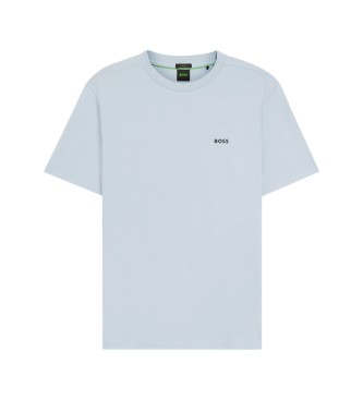 BOSS Stretch-Baumwoll-T-Shirt mit blauem Logo-Detail