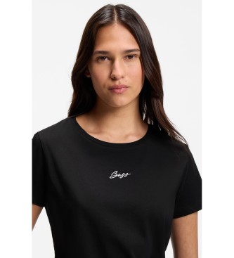 BOSS Camiseta slim fit de algod�n con logo bordado negro