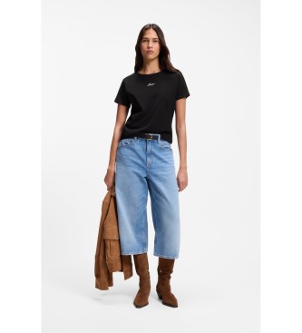 BOSS Camiseta slim fit de algod�n con logo bordado negro