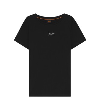 BOSS Camiseta slim fit de algod�n con logo bordado negro