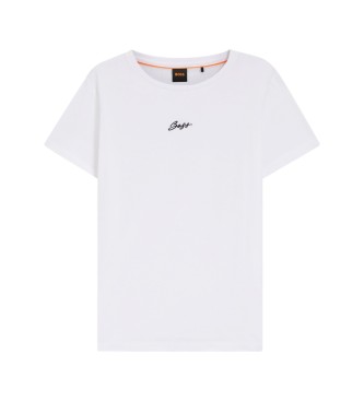 BOSS Slank katoenen t-shirt met geborduurd logo wit