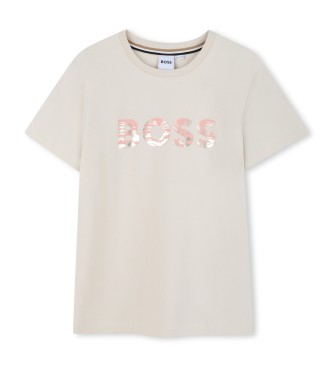 BOSS T-shirt � fleurs blanc cass�