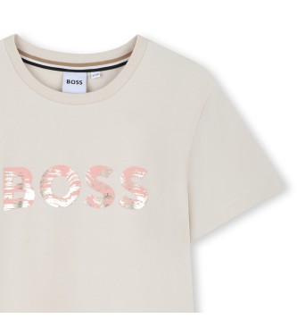 BOSS T-shirt � fleurs blanc cass�