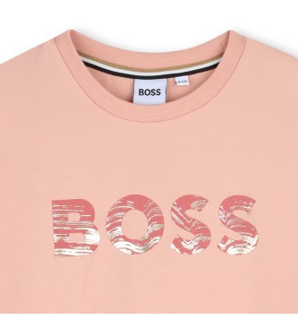 BOSS Koszulka w różowe kwiaty