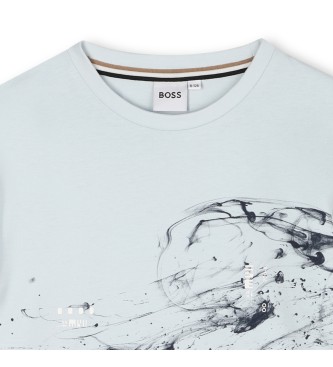 BOSS Abstraktna majica modra