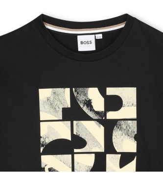 BOSS Potiskana majica črna