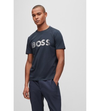 BOSS Design knitted T-shirt blue-grey