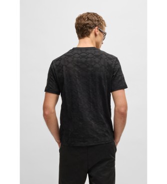 BOSS Relaxed fit circular jacquard cotton T-shirt black