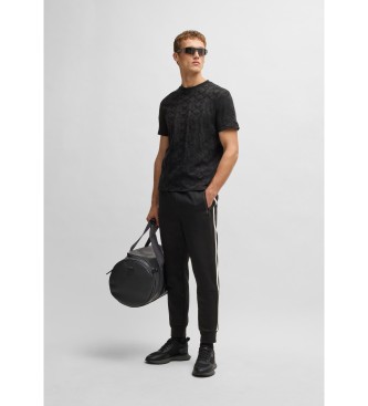 BOSS Relaxed fit circular jacquard cotton T-shirt black
