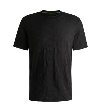 BOSS Relaxed fit circular jacquard cotton T-shirt black