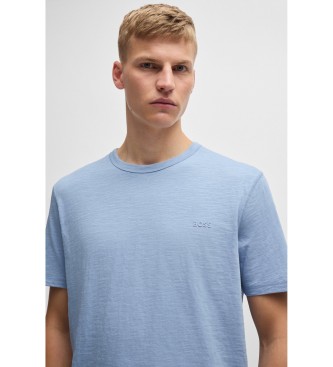 BOSS T-shirt en coton tricot� avec logo bleu