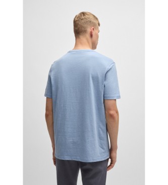 BOSS T-shirt en coton tricot� avec logo bleu
