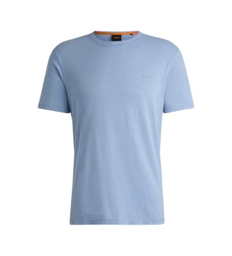 BOSS T-shirt en coton tricot� avec logo bleu