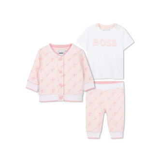 BOSS Conjunto de 3 piezas  interlock rosa, blanco