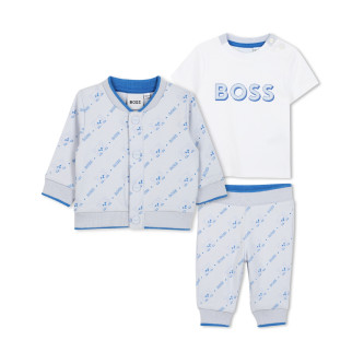 BOSS 3 piece tracksuit set white, light blue