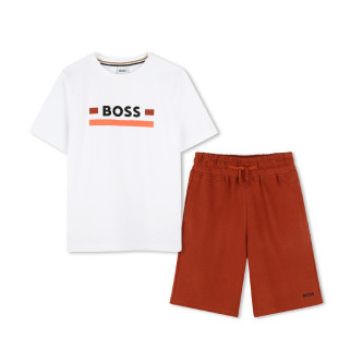 BOSS Set med T-shirt och shorts vit, brun