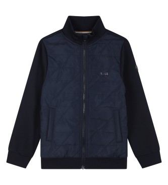 BOSS Cardigan i navyfarvet materialemix