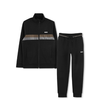 BOSS Set aus Strickjacke und Jogginghose schwarz