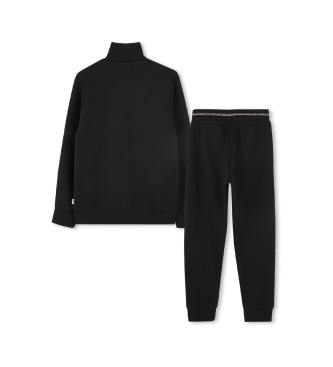 BOSS Conjunto de casaco de malha e calas jogger preto