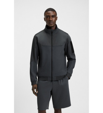 BOSS Water-repellent knitted jacket dark grey