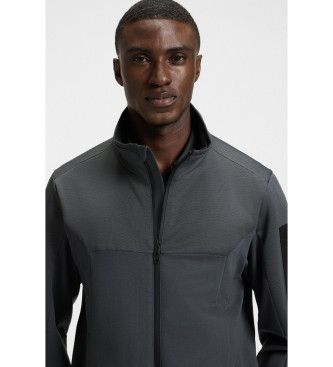 BOSS Water-repellent knitted jacket dark grey