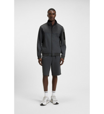 BOSS Water-repellent knitted jacket dark grey