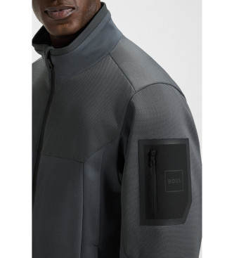 BOSS Water-repellent knitted jacket dark grey