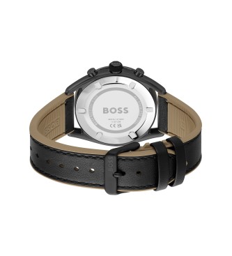 BOSS Analogue Watch with Leather Strap Center Court Black